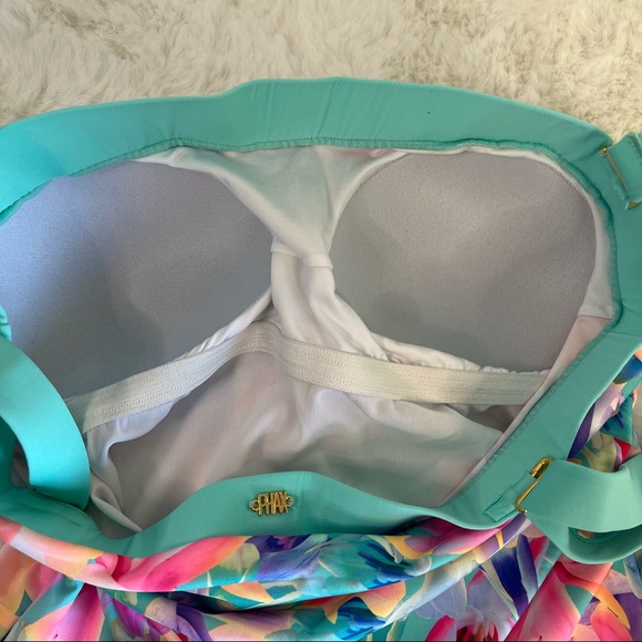 NEW PHAX Blue Floral Tank Top Swim Suit Top Size Medium - Picture 5 of 9